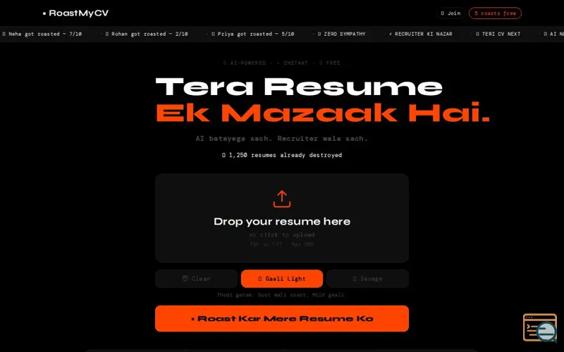 Screenshot of Get Brutally Honest Feedback