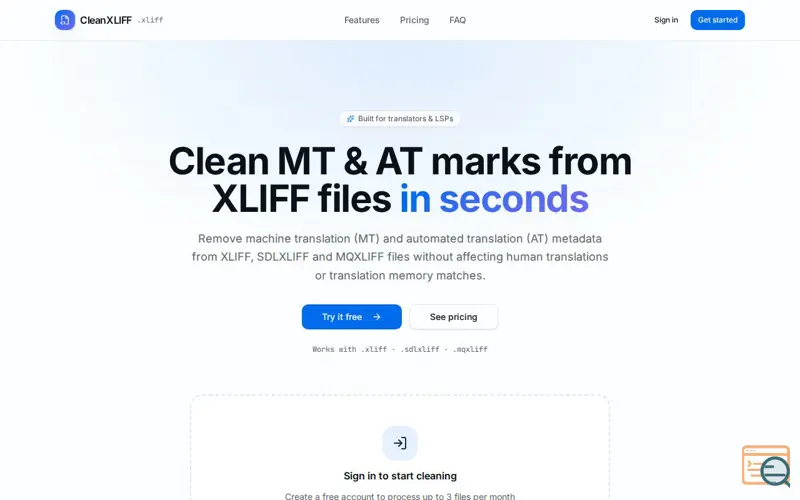 Screenshot of CleanXLIFF