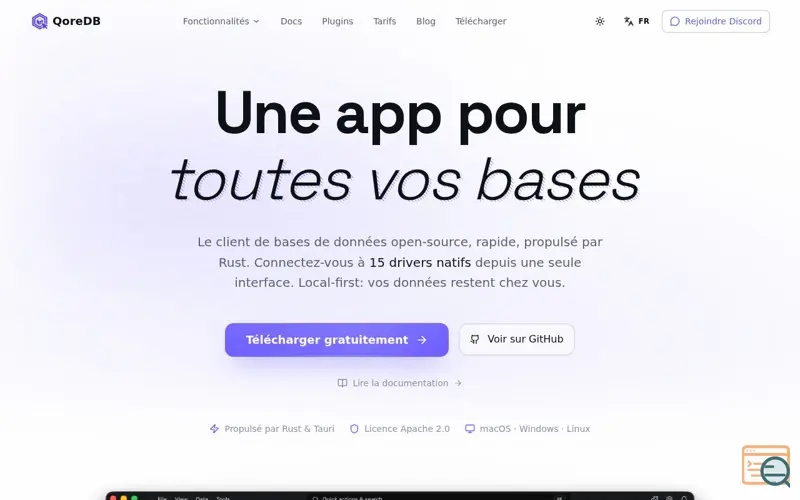 Screenshot of QoreDB