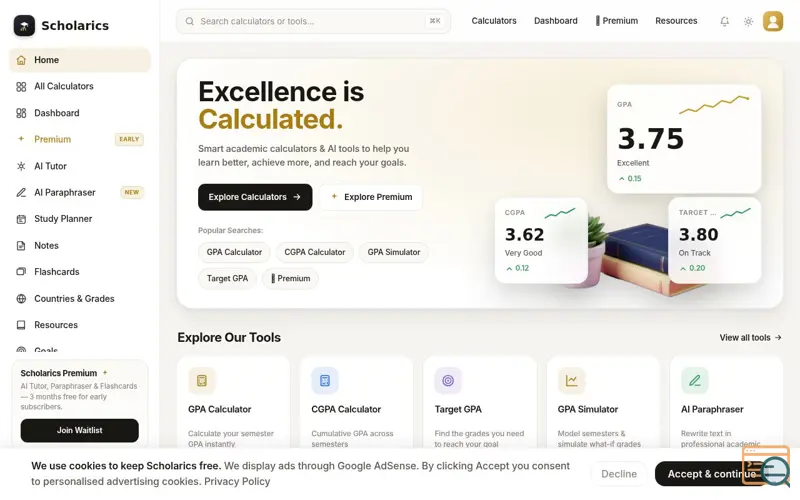 Screenshot of Scholarics
