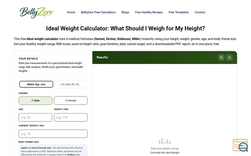 Screenshot of Ideal Weight Calculator