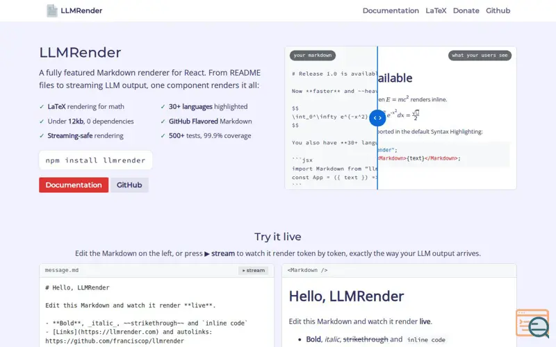 Screenshot of Llmrender