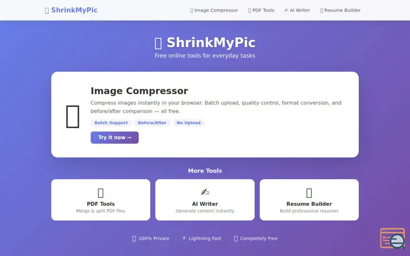 Screenshot of ShrinkMyPic