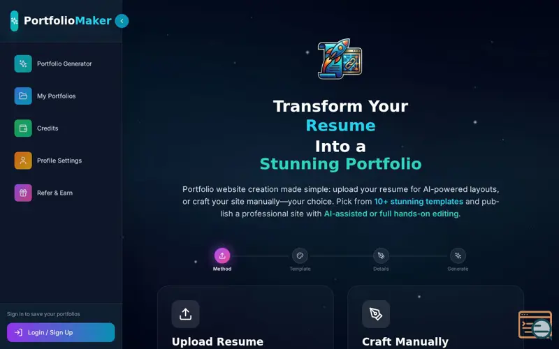 Screenshot of CV2Portfolio - Portfolio Website Builder
