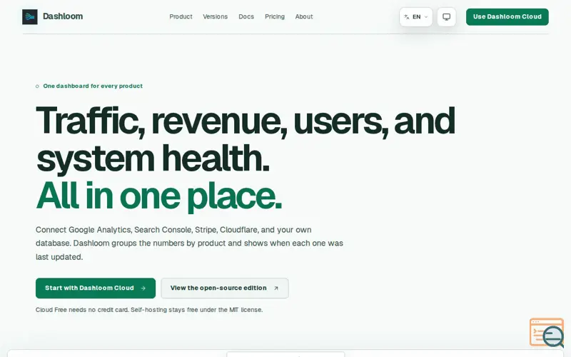 Screenshot of Dashloom — Open-source AI product intelligence