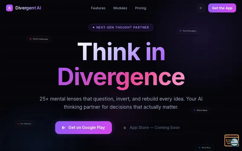 Screenshot of Divergent AI