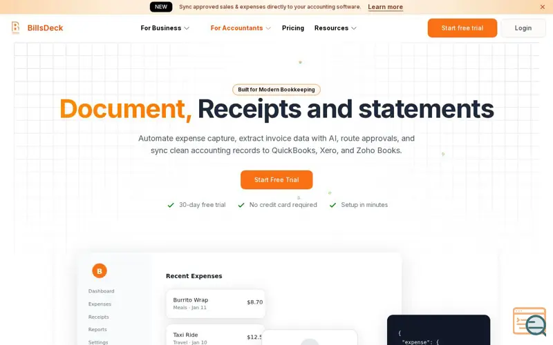 Screenshot of Billsdeck