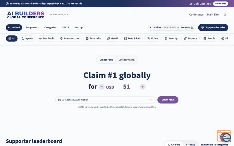 Screenshot of AI Builders Leaderboard