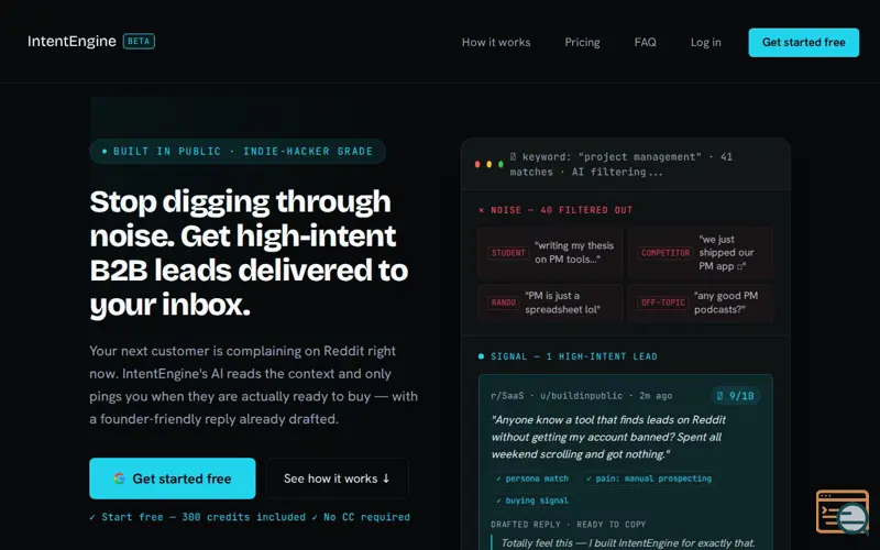 Screenshot of IntentEngine