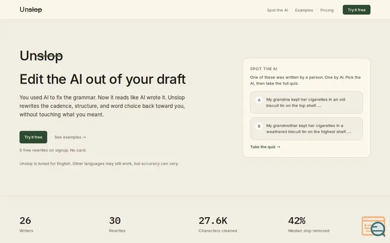 Screenshot of Unslopai