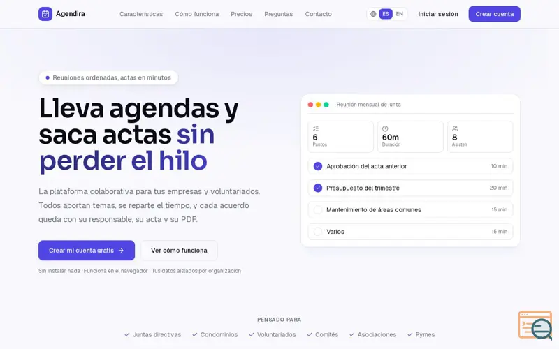 Screenshot of Agendira