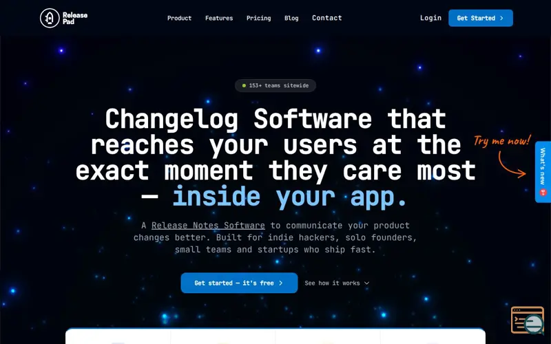 Screenshot of ReleasePad, a launch using Jekyll