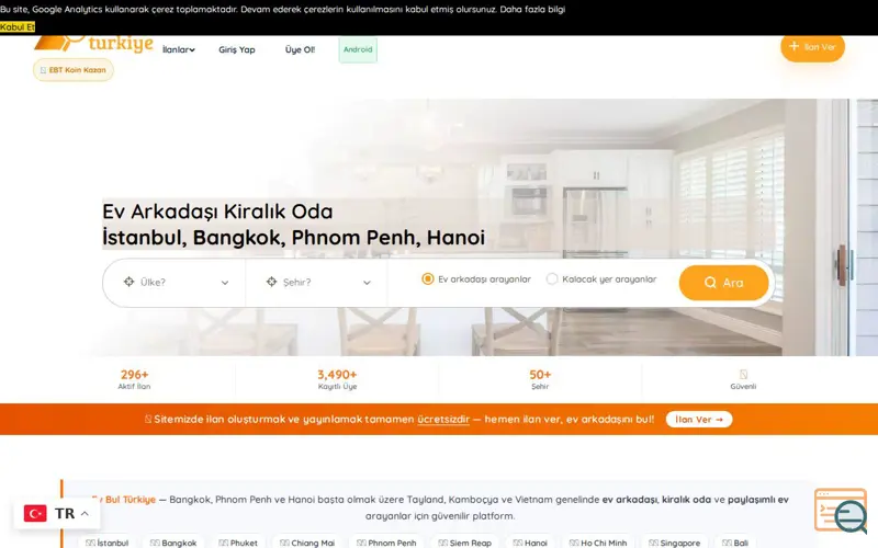 Screenshot of Ev Bul – Roommate Finder, a launch using GTranslate