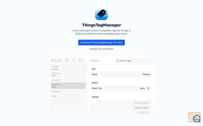 Screenshot of Things Tag Manager