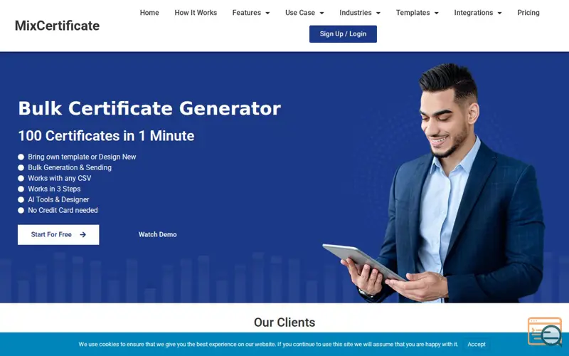 Screenshot of Mix Certificate