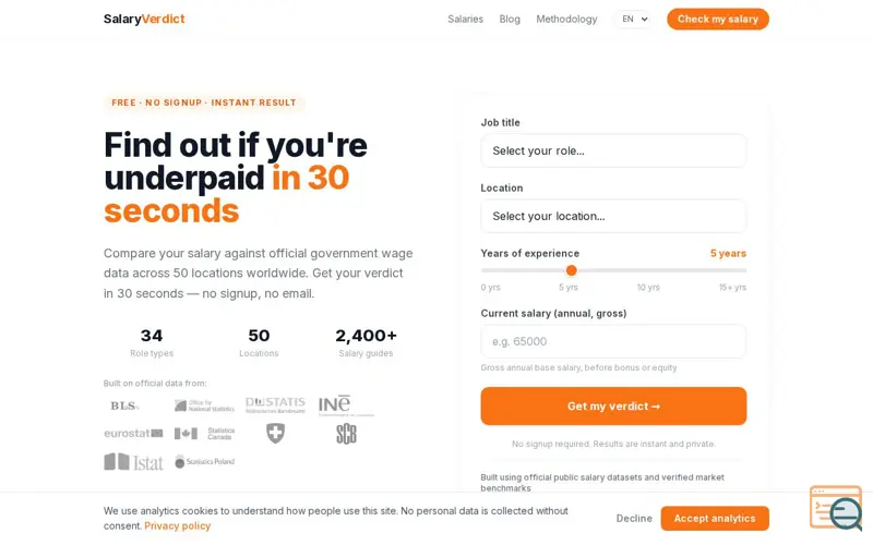 Screenshot of SalaryVerdict