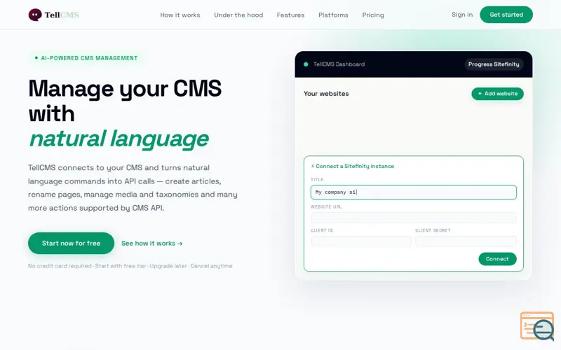Screenshot of TellCMS