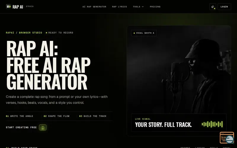 Screenshot of Rap AI — Free AI Rap Generator for Songs & Lyrics