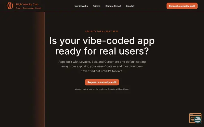 Screenshot of High Velocity Club