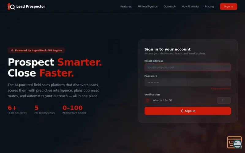 Screenshot of iQuelo Lead Prospector