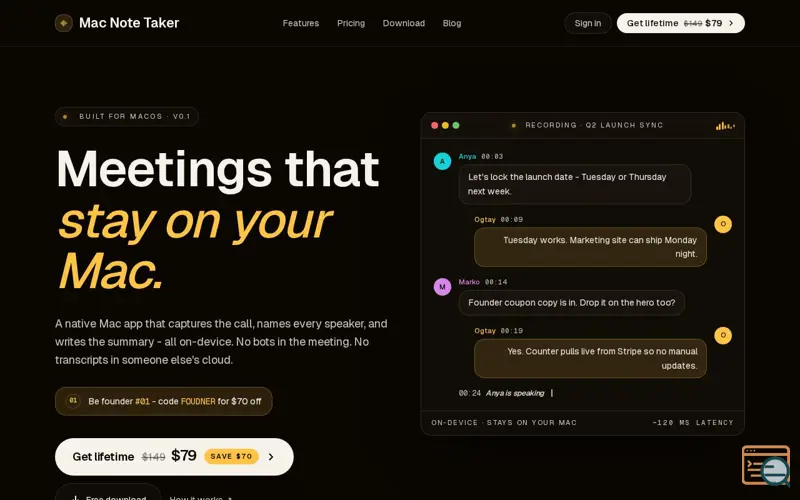 Screenshot of Mac Note Taker