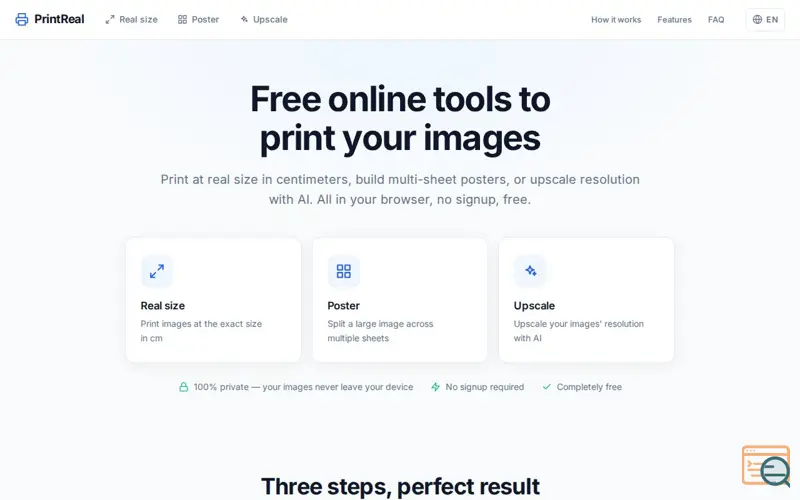 Screenshot of PrintReal — Imprimí imágenes a tamaño real en A4