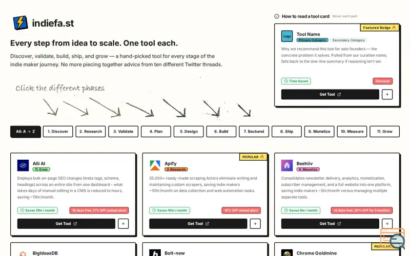 Screenshot of IndieFast