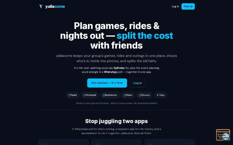 Screenshot of yallacome
