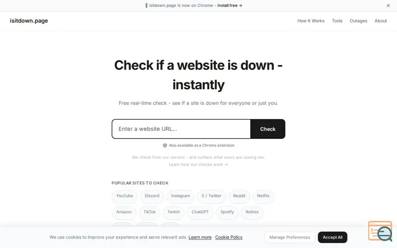 Screenshot of isitdown.page
