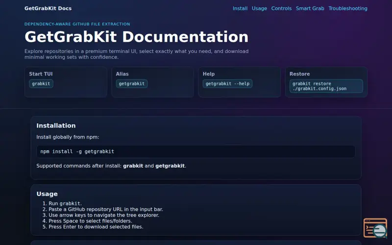 Screenshot of GetGrabKit