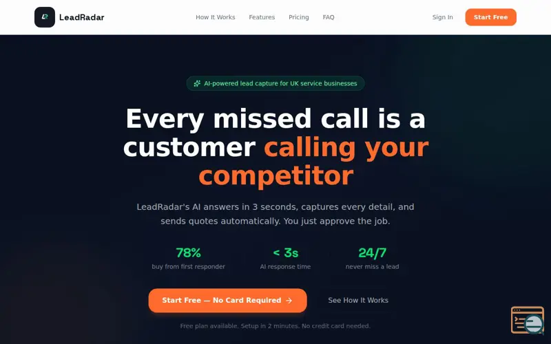 Screenshot of LeadRadar