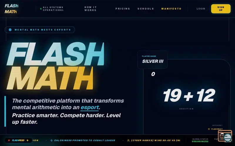 Screenshot of FlashMath, a launch using OpenResty