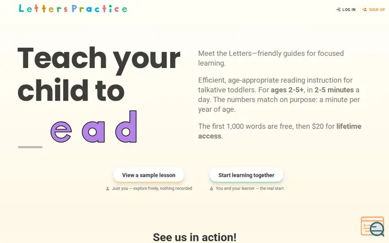 Screenshot of LettersPractice
