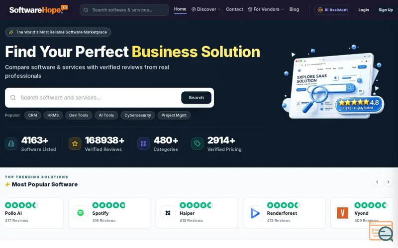 Screenshot of SoftwareHope