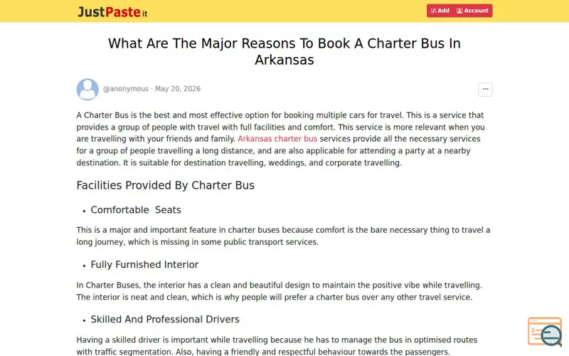 Screenshot of Reasons to Book An Arkansas Charter Bus 