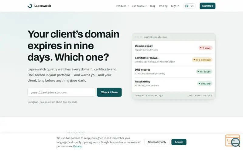 Screenshot of Lapsewatch