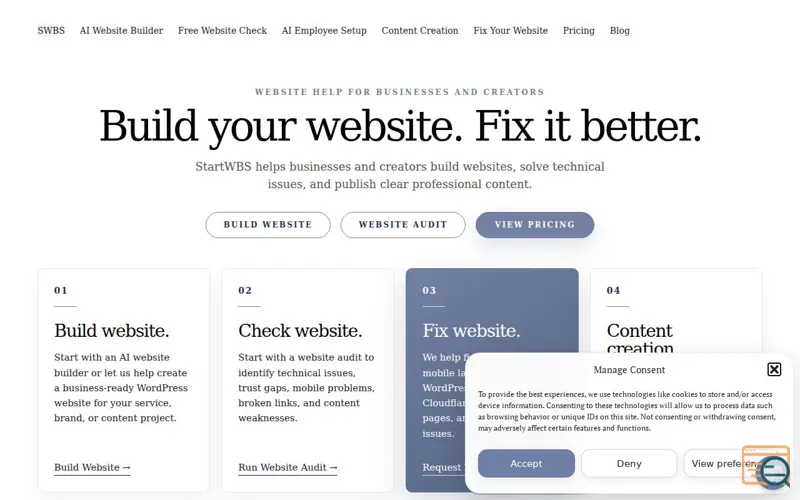 Screenshot of StartWBS