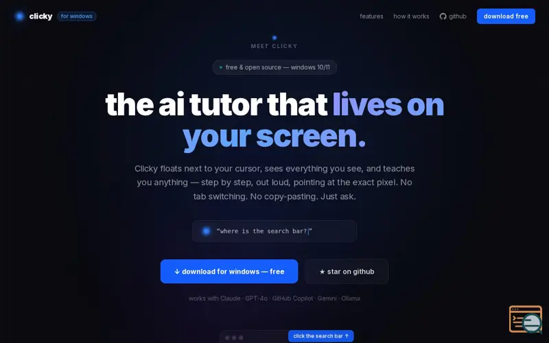 Screenshot of Clicky