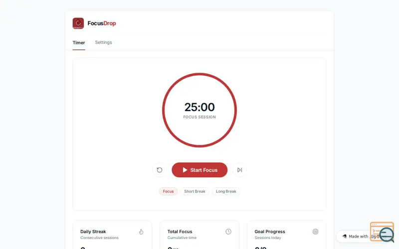 Screenshot of FocusDrop
