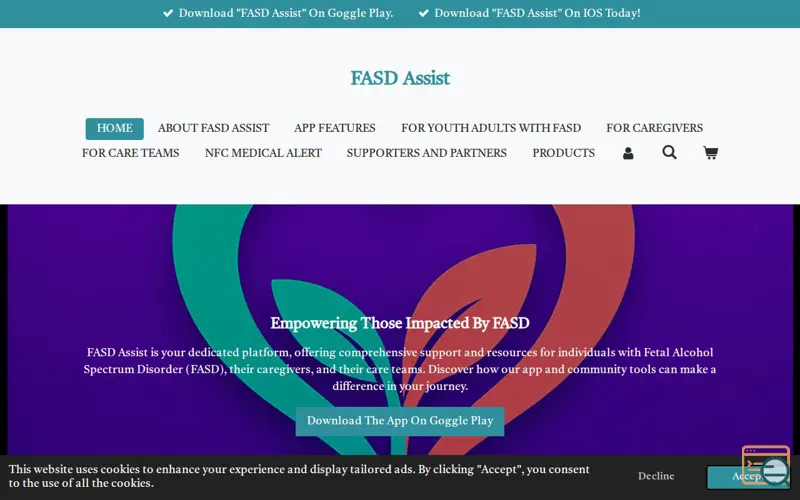 Screenshot of FASD Assist App, a launch using JouwWeb