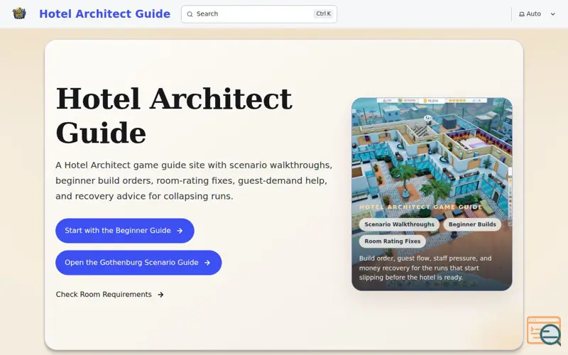 Screenshot of Hotel Architect Guide