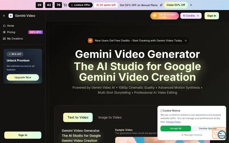 Screenshot of Gemini Video Generator
