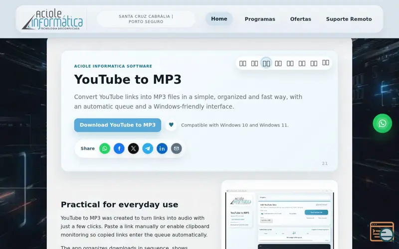 Screenshot of YouTube to MP3 by Aciole