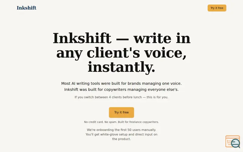 Screenshot of Inkshift