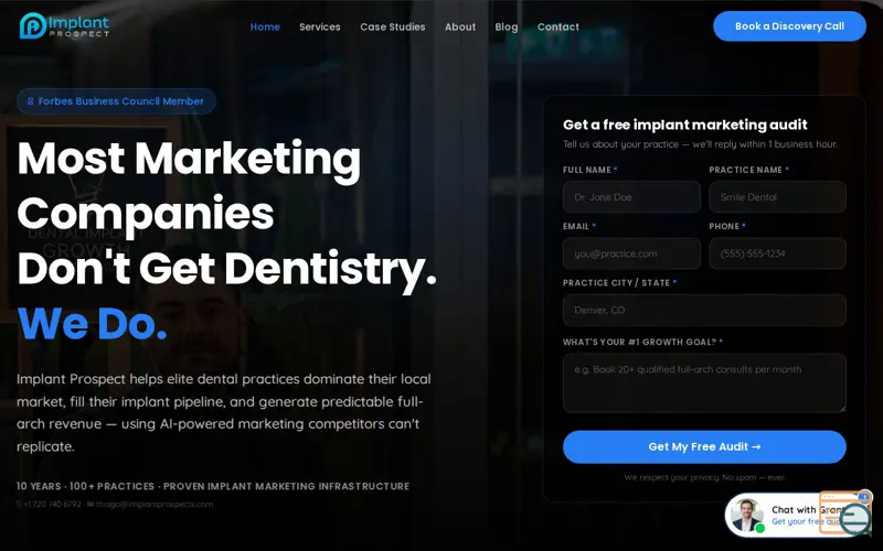 Screenshot of Implant Prospect, a launch using ActiveCampaign