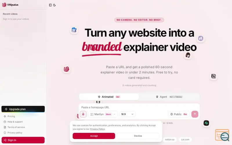 Screenshot of URLmotion