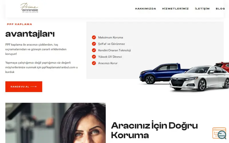 Screenshot of PPF KaplPrime Shield Garage Bahçelievler