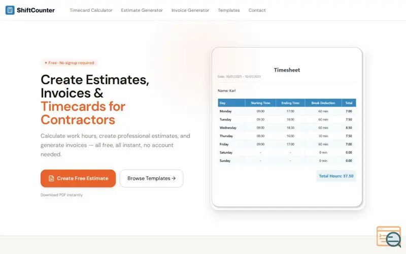 Screenshot of ShiftCounter