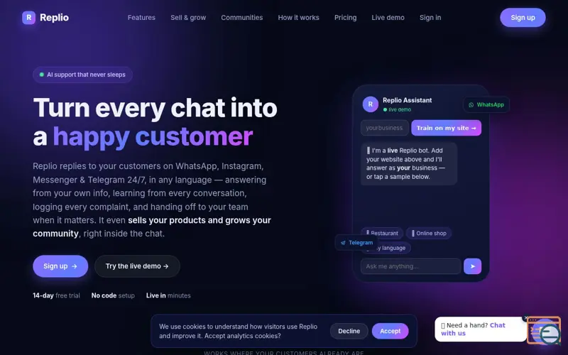 Screenshot of Replio