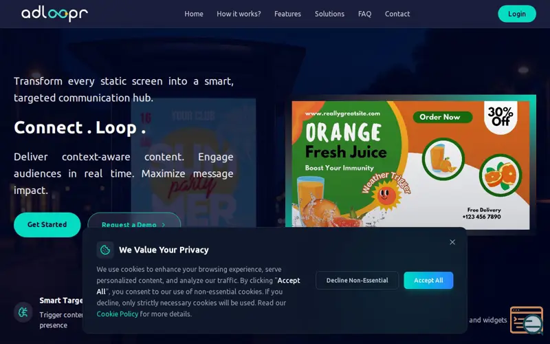 Screenshot of Adloopr – Digital Signage Platform